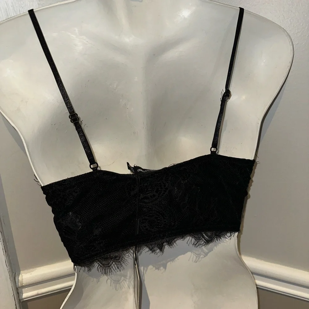 NEW PrettyLittleThing Black Lace Trim Bralette